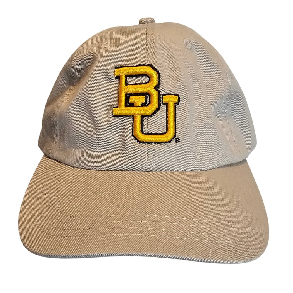 BU Baylor Bears Golf University Hat Cap Adjustable Beige Logo Embroidered Yellow